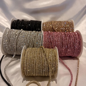 5meters Rhinestone Cord | 4mm | Crystal Rope | Macrame Bling Cord