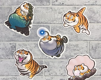 Fat Tiger Can Be Everything Series Die Cut Postcards ,Small Art Prints , 5 Styles, Bu2ma