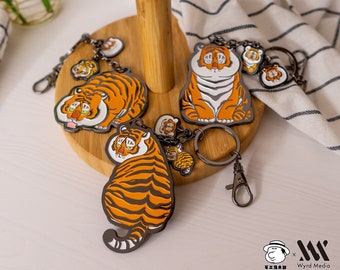 Fat Tiger and Cub Metal Key Ring, Key Chains, keychains, 3 Styles, Bu2ma