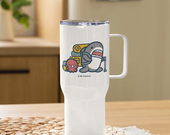 Randonnée - Mug de voyage avec anse, Mr.Shark (version imprimable)