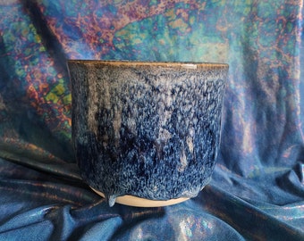 Ocean waves blue planter, planter with drainage