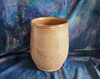Large tall round speckled vase, speckled vase, tall vase, flower vase, utensil caddy, utensil holder