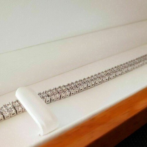 2 shops Row 10.00 Ct Round Cut Diamond Tennis Bracelet 14k White Gold Over 7.25