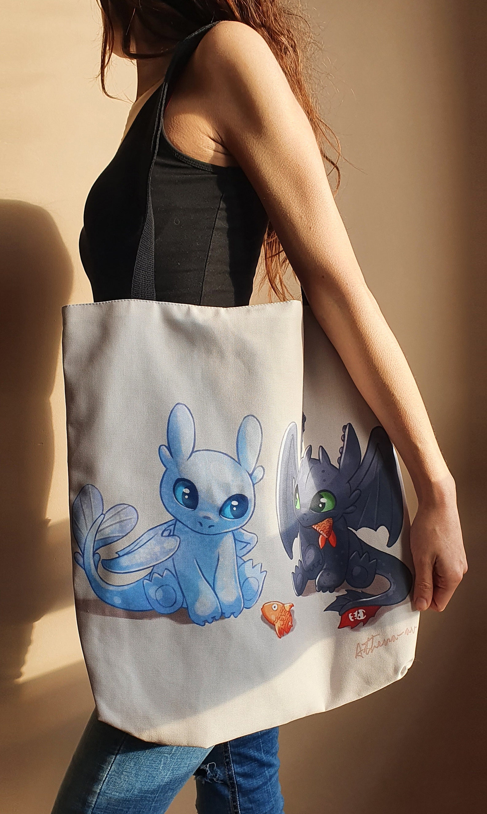 Tote bag Toothless bag light fury how to train your dragon Etsy