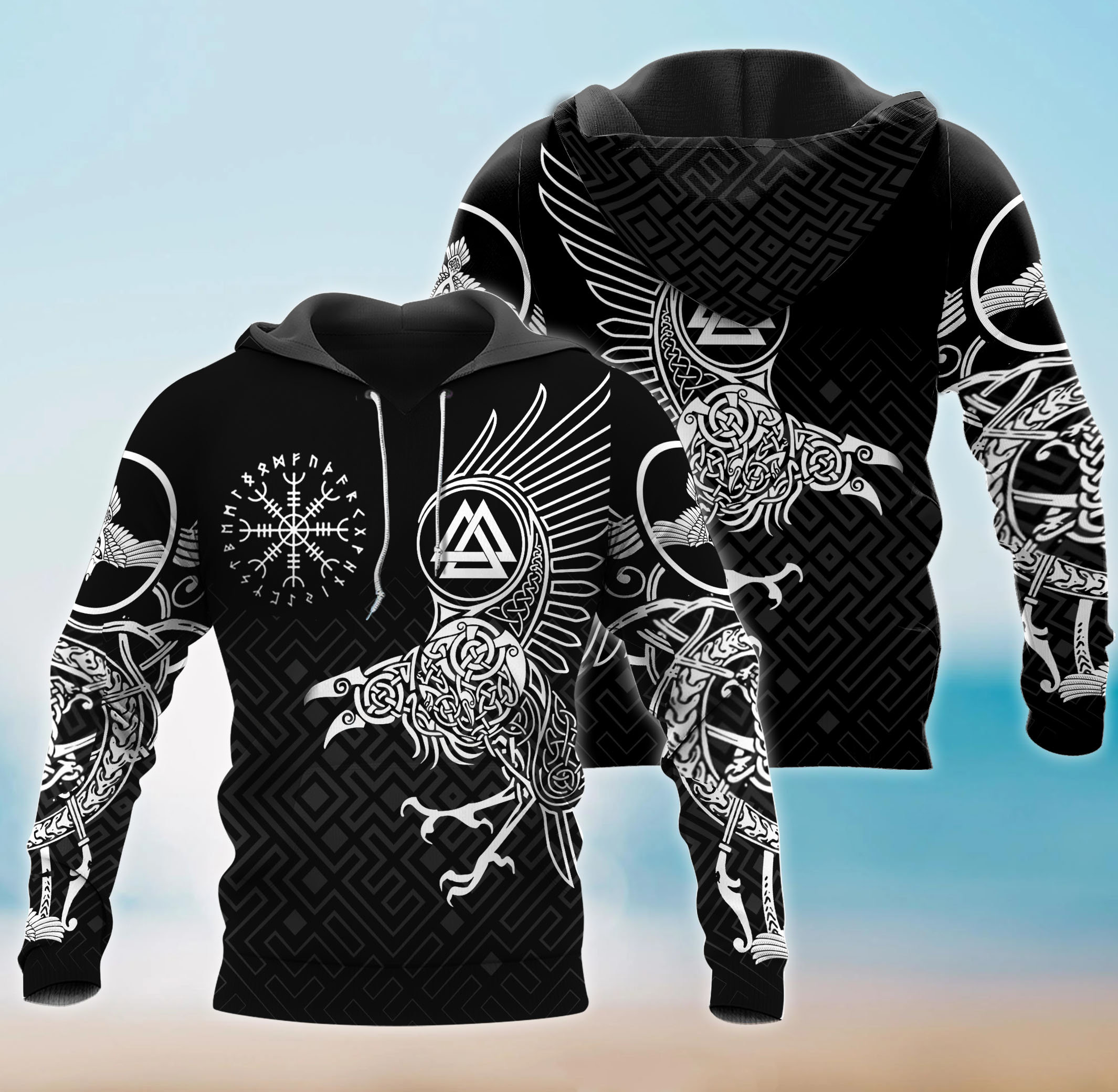 Discover Vikings The Raven of Odin Tattoo Special Unisex 3D Hoodie, T-shirt, Sweater, Zip Hoodie