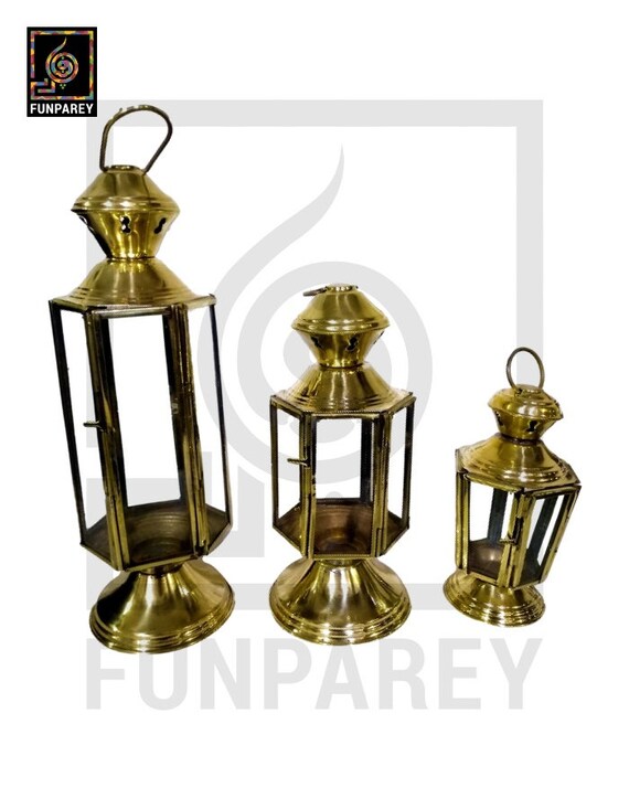 Antique Brass Candle Lantern Set (3 Pieces) - Etsy