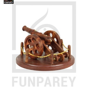 Hand Carved Wooden Cannon Model 15″