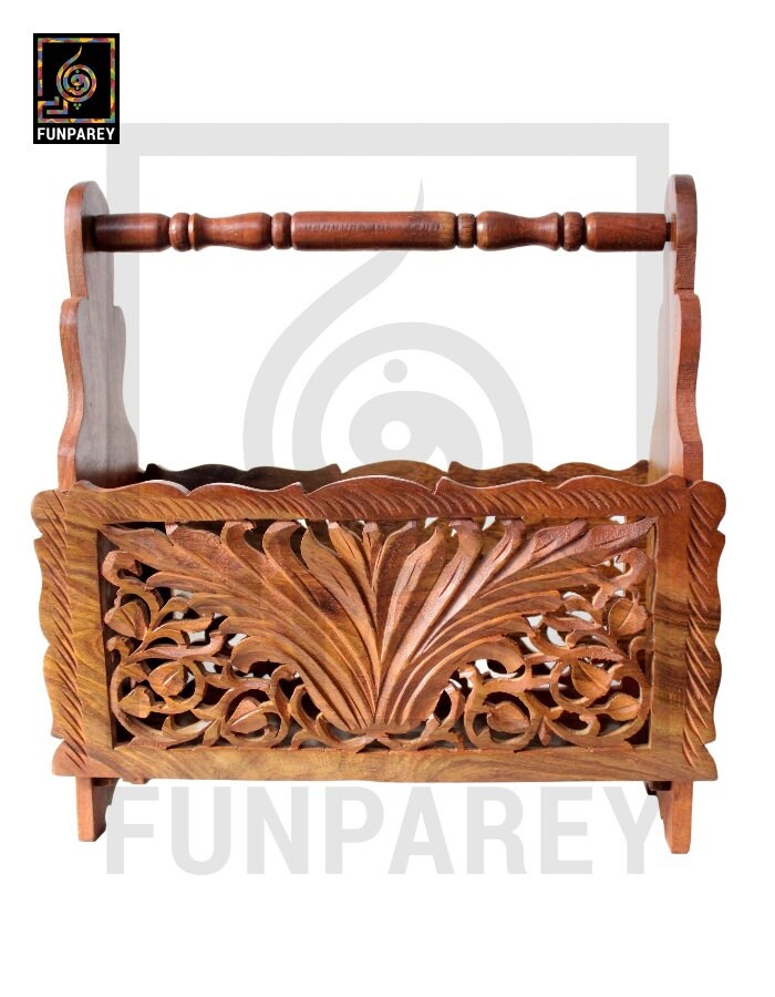 Hand Carved Wooden Foldable Table Rack 15″ Magazine Rack - Etsy