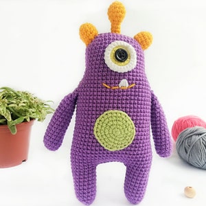 Crochet Stuffed Monster Toy: Handmade Cotton Plush, Kids Birthday Gift