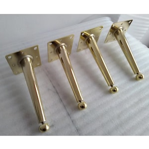 Set of 4, Shiny Gold Polished Table Leg, Shiny Silver metal leg, Adjustable feet, furniture leg, sofa leg, seat leg,Wholesale table leg