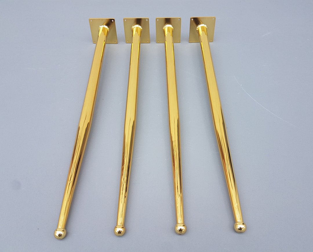 Set of 4, Shiny Gold Polished Metal Table Leg, Coffe Table Leg