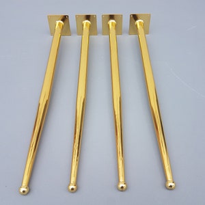 Set of 4, Shiny Gold Polished Metal Table Leg, coffe table leg, Adjustable feet, dining table, furniture leg. wholesale table leg, gold leg