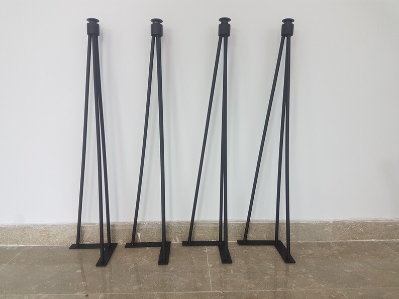 Set of 4, Hairpin Legs, Black Metal Table Leg, Adjustable Feet, Bench