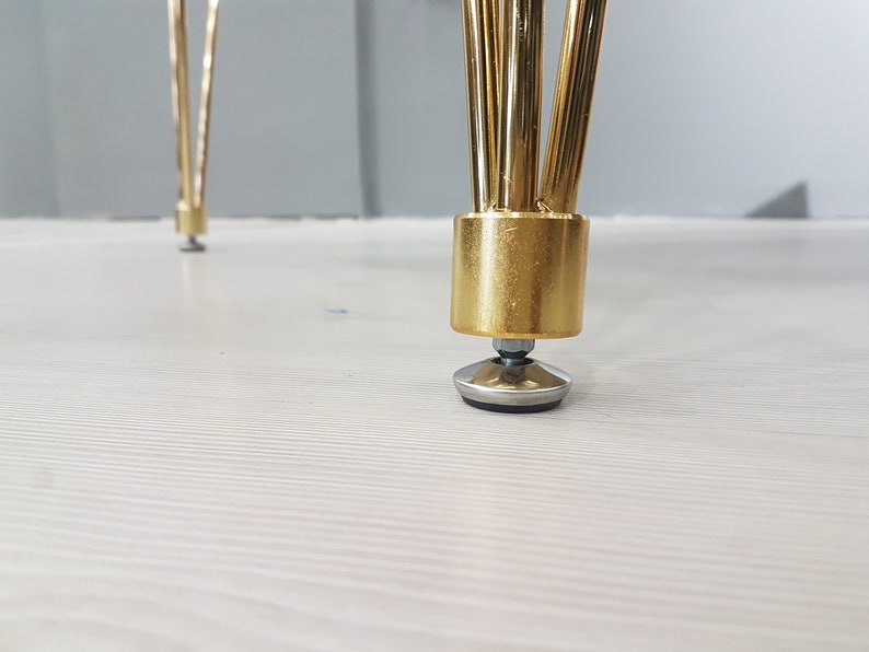 Hairpin Legs Shiny Gold Polished Table Leg Adjustable Feet Etsy