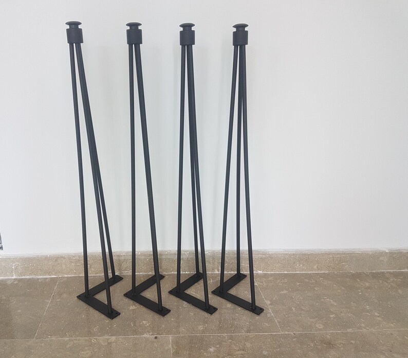 Set of 4, Hairpin Legs, Black Metal Table Leg, Adjustable Feet, Bench