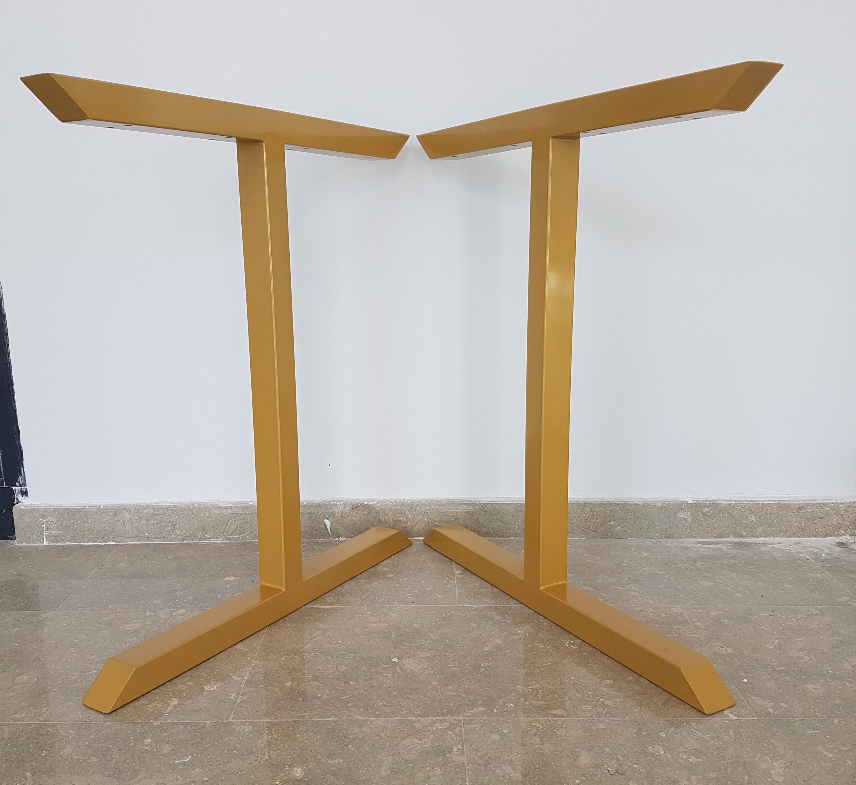 Set of 2 Metal Table Leg T Style Leg Gold Table Leg Steel Etsy