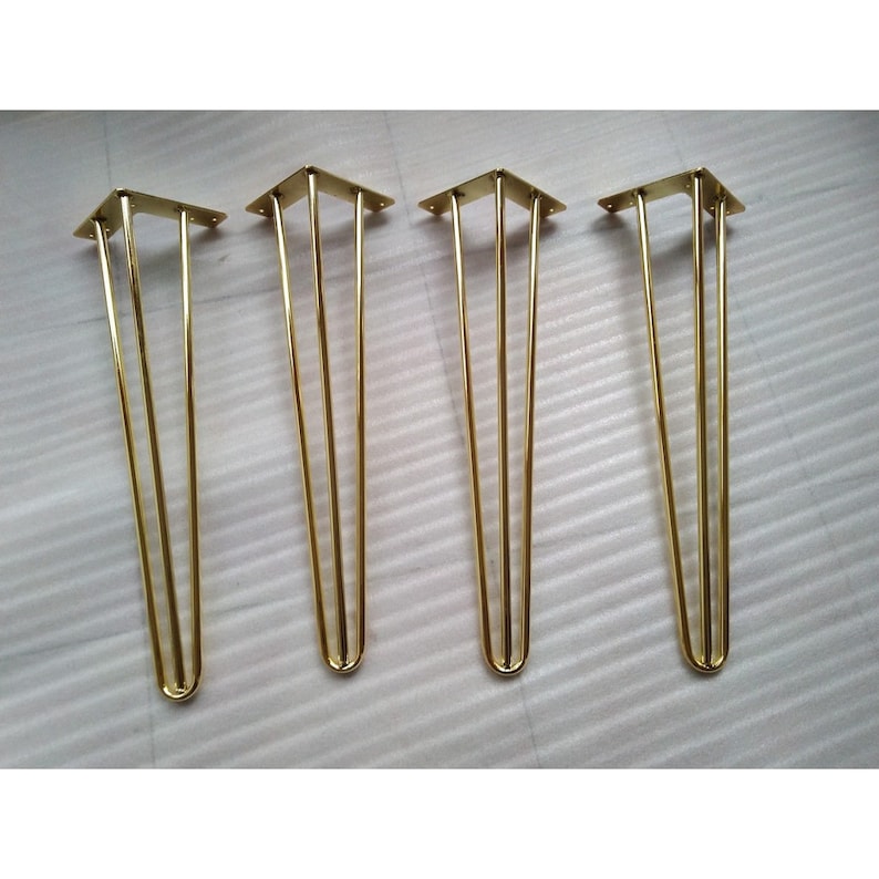 Hairpin Legs, Shiny Gold Polished Metal Table Leg, Bench Leg, Home