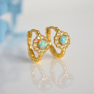 hoop earrings with opal stone, minimalist designer earrings, jewelry for women, 18k gold plated earrings, silver 925