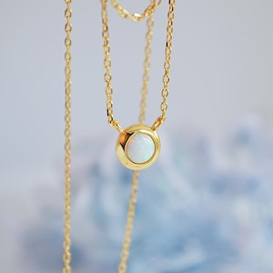 necklace with natural, genuine opal, 925 sterling silver necklace with 18k gold plating