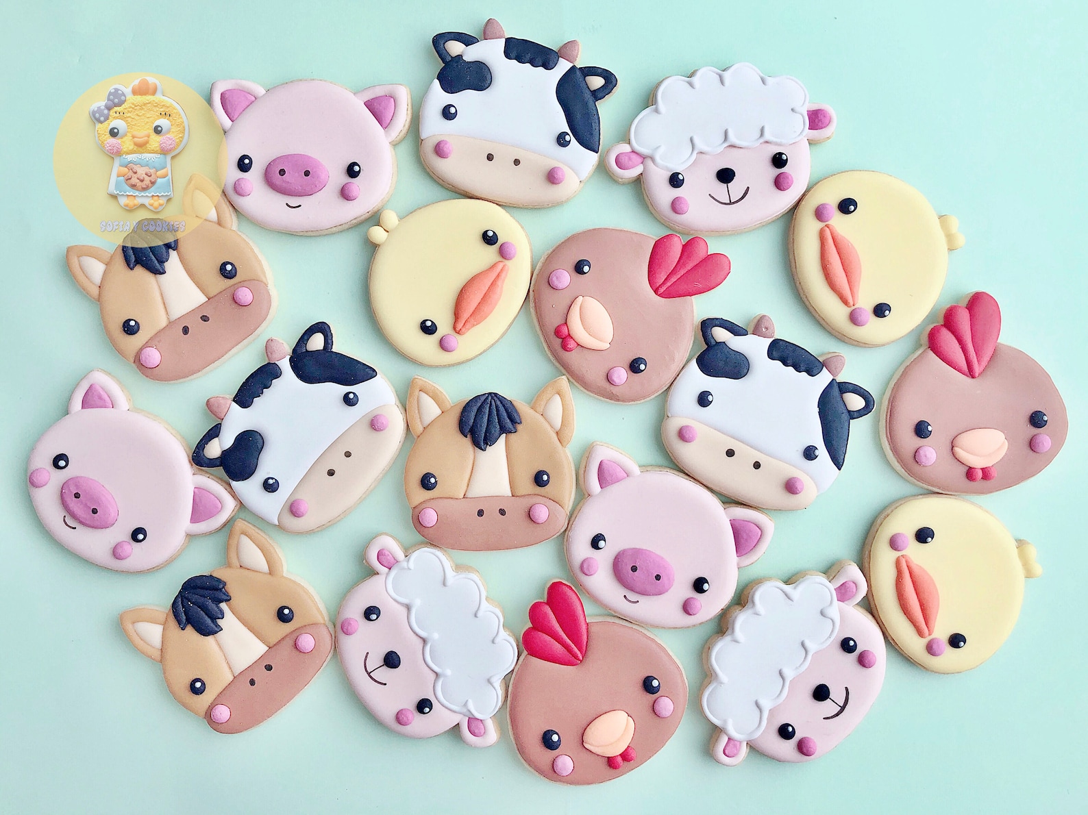 Cute Farm Animal Cookies Royal Icing Sugar Vanilla Butter Etsy