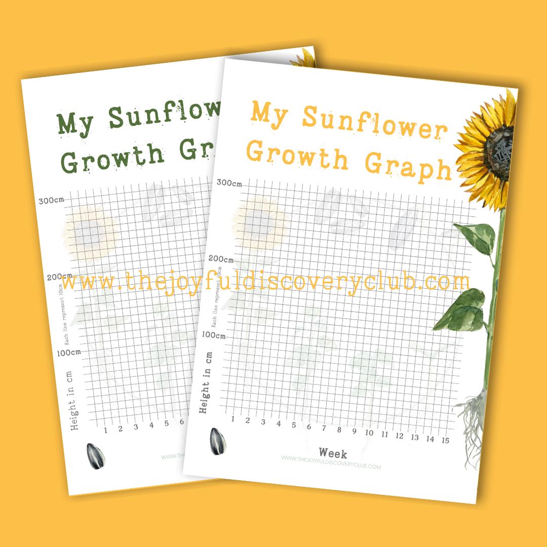 Sunflower Growth Line Chart Printable Kids’ Plant Growth Tracker