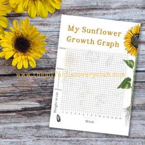 Graphique linéaire de croissance du tournesol imprimable | Outil de suivi de la croissance des plantes pour enfants | Activité éducative sur la nature | Ressource d'apprentissage sur le jardinage et les sciences