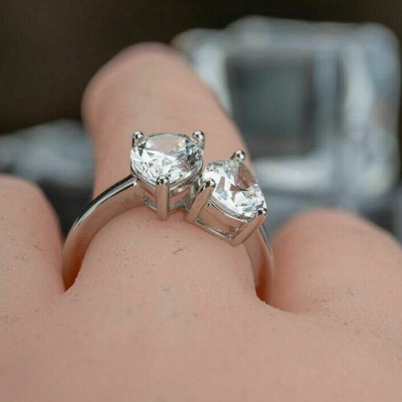 Engagement Wedding Two Stone Ring 2.6Ct Pear Diamond 14K Etsy