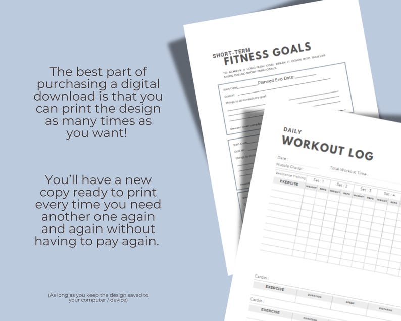 Workout Writing Digital Fitness Planner, Workout, Weight Loss Tracker (PDF) - Etsy