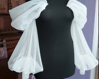Removable Tulle Wedding Sleeves Puff ...