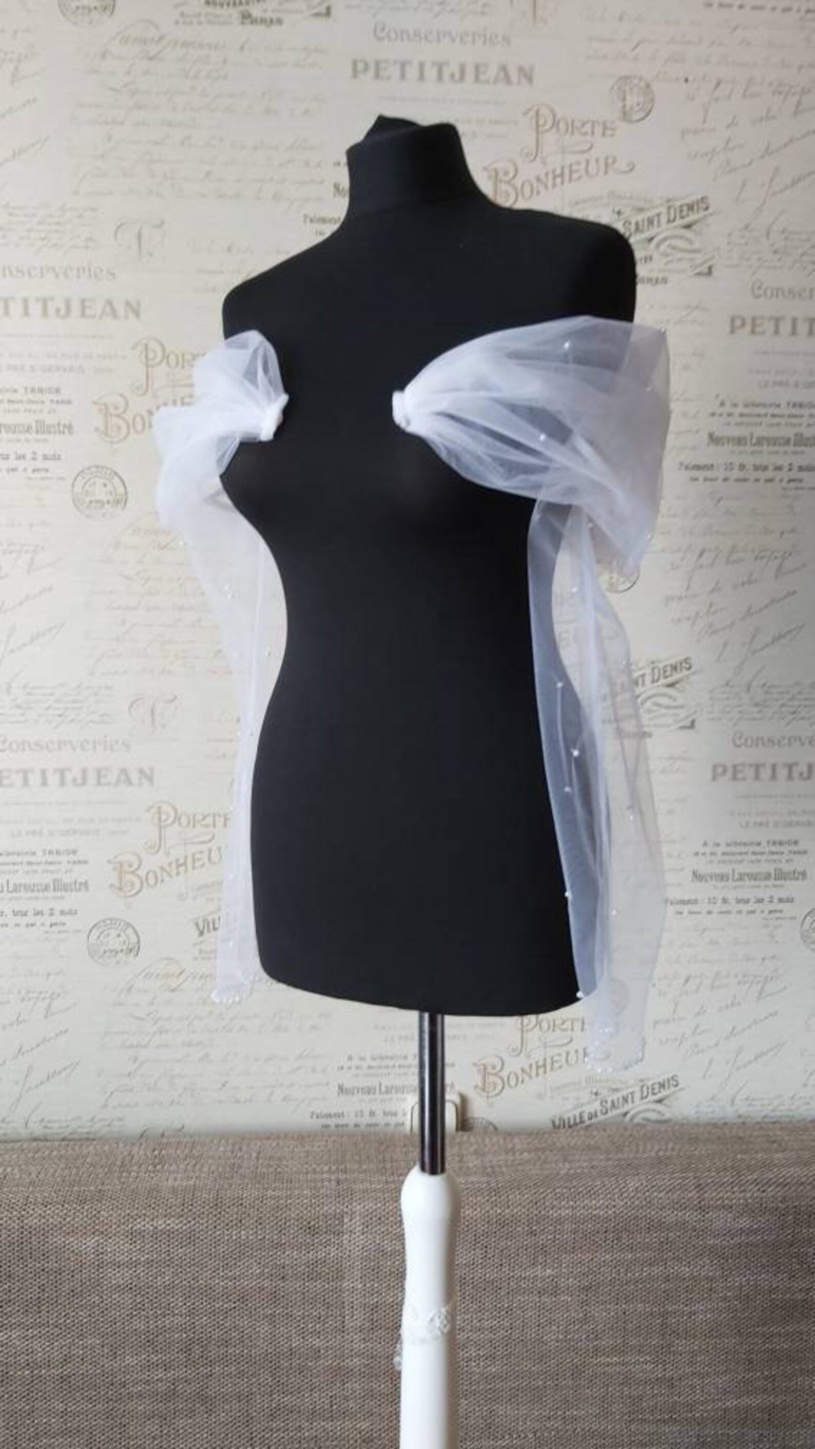 Detachable Tulle Sleeves With Pearls Wedding Sleeves With Etsy