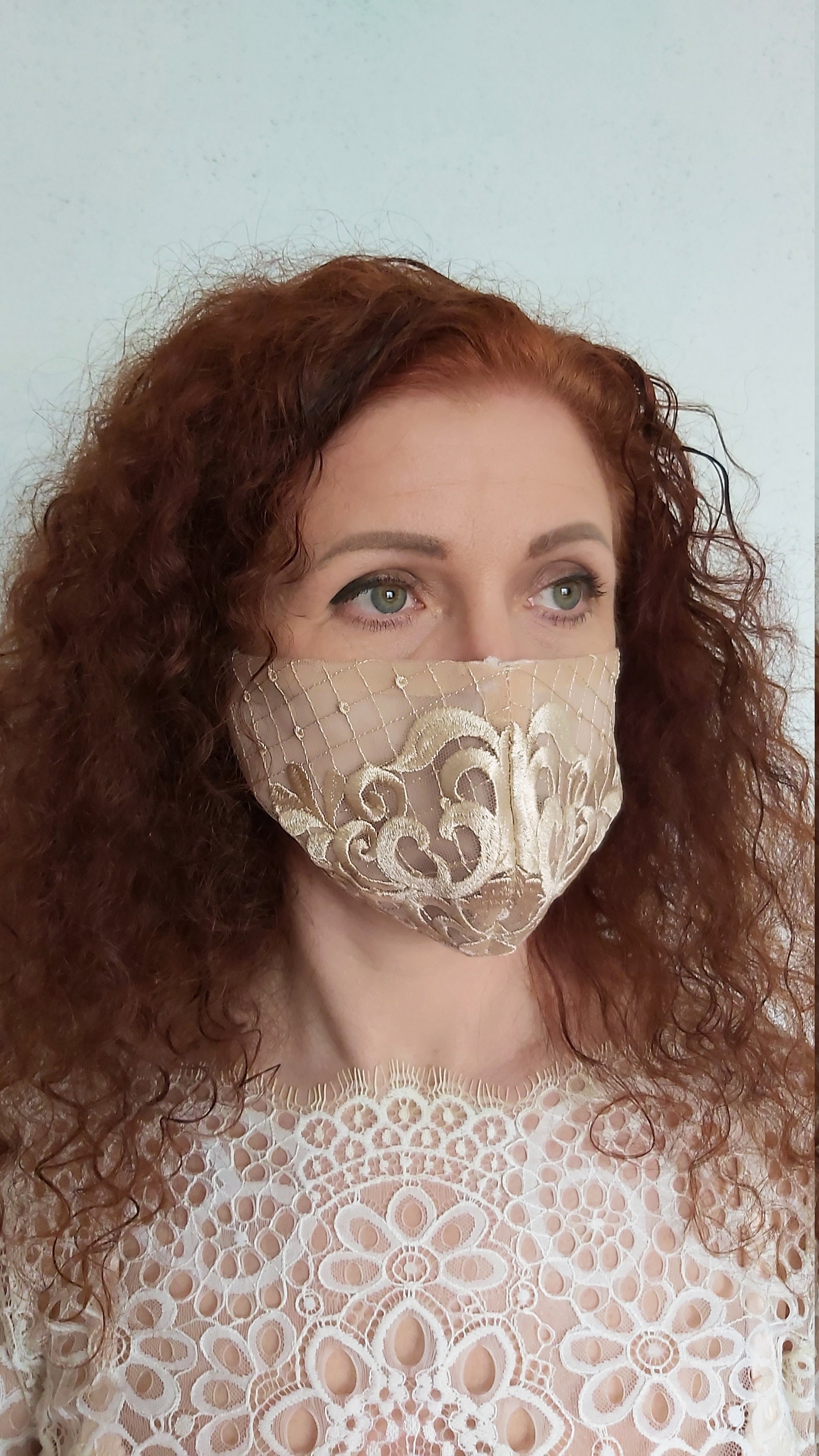 Golden Lace Face Mask for Wedding Wedding Face Mask Bridal Etsy