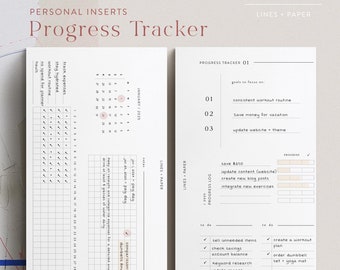 Personal - Ziel- und Fortschrittstracker 2025 -Druckbarer Planer-Einlagen - PDF-Download, funktional, Tracker-Arbeitsblatt, datiert Jan-Dez