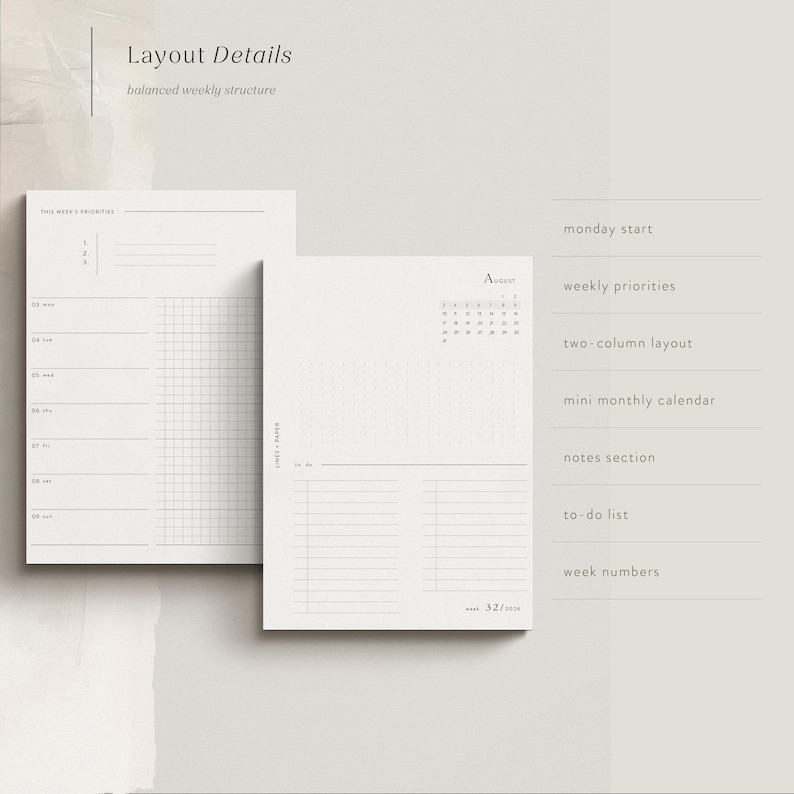 A5 Weekly Planner Inserts 2026 | Weekly Overview Printable | 1 Week on ...
