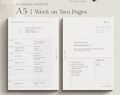 A5 Kalendereinlagen 2026 Wochenübersicht Printable | Wochenplan | Wochenstart Mo | 1 Woche 2 Seiten horizontal | PDF Download | Filofax A5