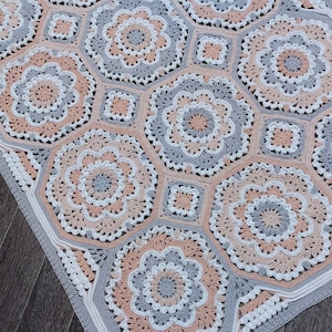 Crochet blanket pattern pdf file BAROKIA blanket pattern photo tutorial girl blanket pattern Octagons and squares