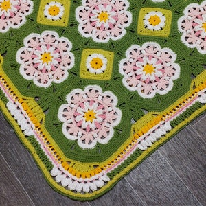 Crochet blanket pattern pdf file VALLEY OF FLOWERS blanket pattern photo tutorial girl blanket pattern Octagons and squares