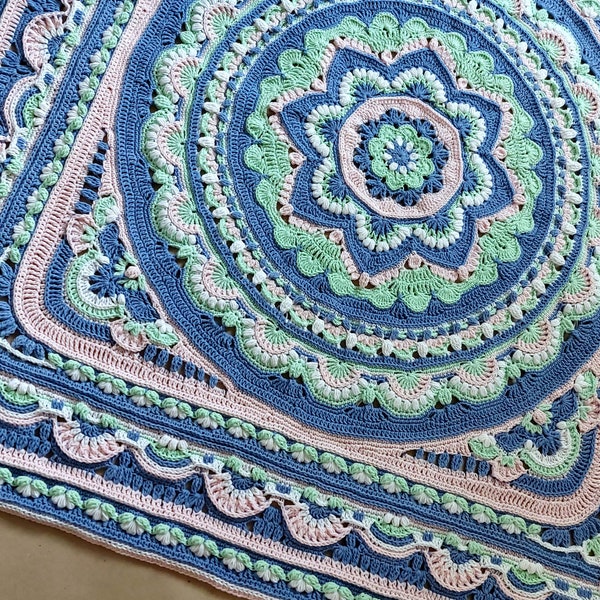 Crochet blanket pattern pdf file LOTUS blanket pattern photo tutorial girl blanket pattern