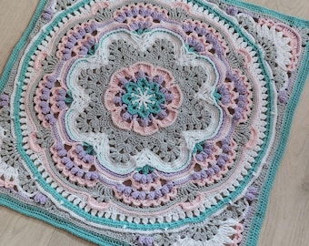 Crochet Cancer Mandala Square Pattern, 12 Treasures of the Zodiac CAL (PDF Pattern)