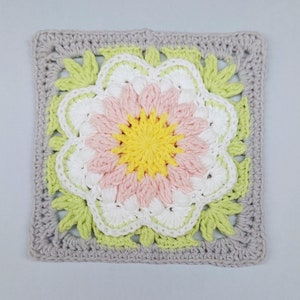 Crochet floral square pattern pdf file for floral blanket / bag written pattern with photos #156