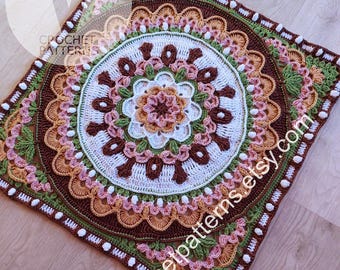 Crochet Taurus Mandala Square Pattern, 12 Treasures of the Zodiac CAL (PDF Pattern)