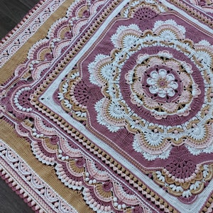 Crochet blanket pattern pdf file BLOOMING JOY blanket pattern photo tutorial girl vintage vibe blanket pattern image 3