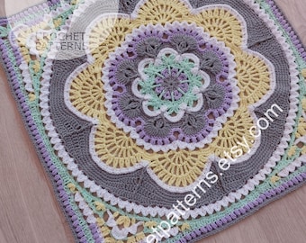 Crochet Gemini Mandala Square Pattern, 12 Treasures of the Zodiac CAL (PDF Pattern)