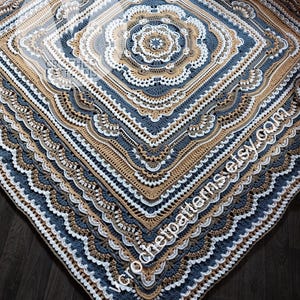 Crochet blanket pattern pdf file FLORAL FANTASIA blanket pattern photo tutorial girl vintage vibe blanket pattern