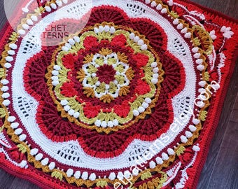 Crochet Aries Mandala Square Pattern, 12 Treasures of the Zodiac CAL (PDF Pattern)