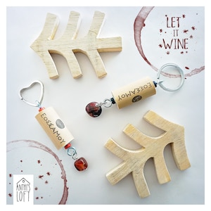 Greek Wine Cork Keychains | Upcycled Wine Cork Keyrings | Eco-Friendly Cork Keychains | Unique Gift for Her or Him