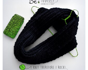 Hand Knitted Wool Cowl Neck Scarf | Chunky Infinity Scarf