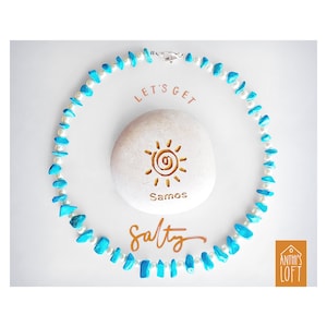 Vintage Pearls & Turquoise Stone Necklace - Boho Beaded Choker - Summer Dainty Pearl Necklace - Turquoise Jewelry