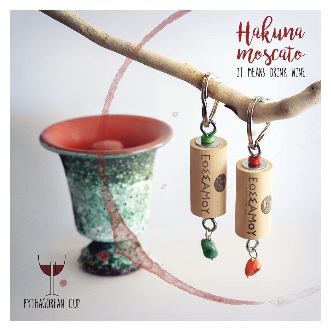 Greek Wine Cork Keychains Wine Cork Keyrings Cork - Etsy