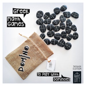 Handmade Greek Pebble Domino Game - Travel Size Set for Family Fun - Portable Greek Dominoes - Compact Family Game Set for On-the-Go Fun