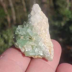 12.7g Green Tourmaline in Matrix Mineral Specimen from Afghanistan! - Natural Raw Green Tourmaline Crystal - Green Tourmaline Healing Stone